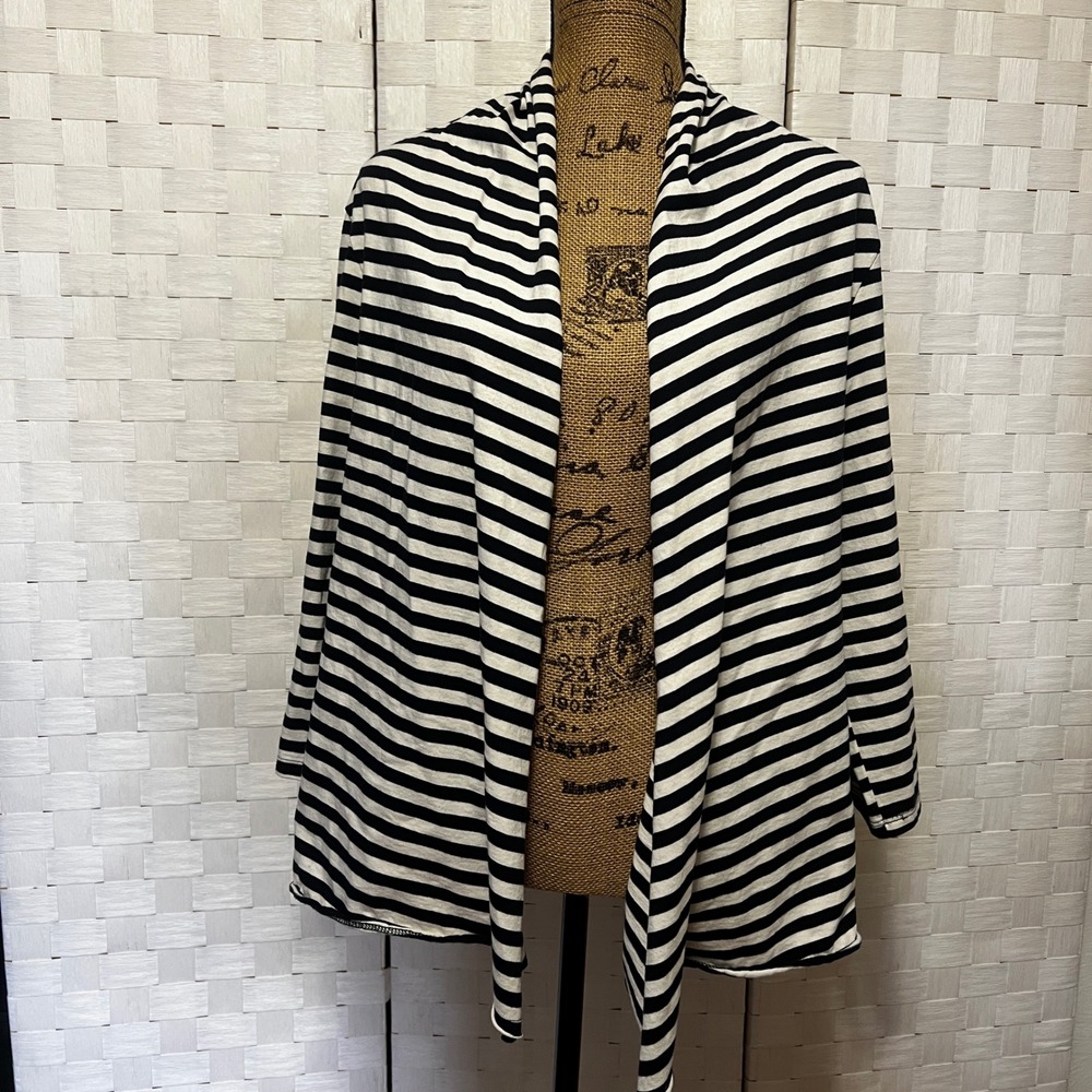 AMICI by Baci Navy Striped Open Front Cardigan Lightweight Made in Italy Size XL